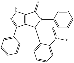 4-{2-nitrophenyl}-3,5-diphenyl-4,5-dihydropyrrolo[3,4-c]pyrazol-6(1H)-one Struktur