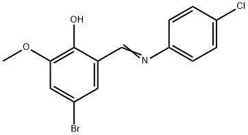 4-bromo-2-{[(4-chlorophenyl)imino]methyl}-6-methoxyphenol Struktur