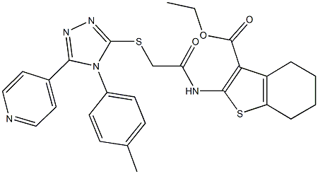 ethyl 2-[({[4-(4-methylphenyl)-5-(4-pyridinyl)-4H-1,2,4-triazol-3-yl]sulfanyl}acetyl)amino]-4,5,6,7-tetrahydro-1-benzothiophene-3-carboxylate Struktur