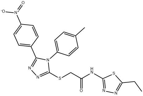 N-(5-ethyl-1,3,4-thiadiazol-2-yl)-2-{[5-{4-nitrophenyl}-4-(4-methylphenyl)-4H-1,2,4-triazol-3-yl]sulfanyl}acetamide Struktur