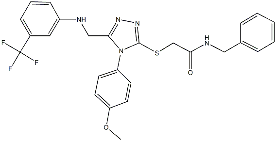 N-benzyl-2-[(4-(4-methoxyphenyl)-5-{[3-(trifluoromethyl)anilino]methyl}-4H-1,2,4-triazol-3-yl)sulfanyl]acetamide Struktur