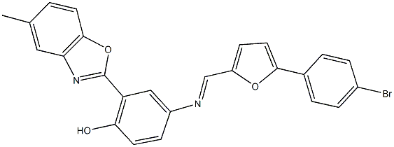 4-({[5-(4-bromophenyl)-2-furyl]methylene}amino)-2-(5-methyl-1,3-benzoxazol-2-yl)phenol Struktur