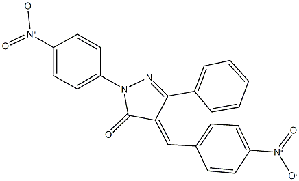 4-{4-nitrobenzylidene}-2-{4-nitrophenyl}-5-phenyl-2,4-dihydro-3H-pyrazol-3-one Struktur