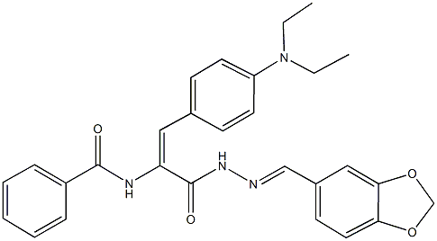 N-{1-{[2-(1,3-benzodioxol-5-ylmethylene)hydrazino]carbonyl}-2-[4-(diethylamino)phenyl]vinyl}benzamide Struktur