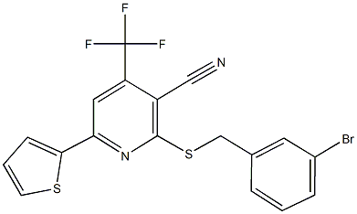 2-[(3-bromobenzyl)sulfanyl]-6-thien-2-yl-4-(trifluoromethyl)nicotinonitrile Struktur