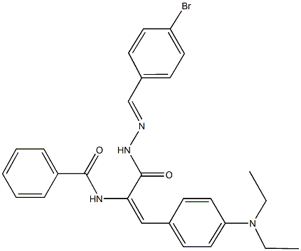 N-{1-{[2-(4-bromobenzylidene)hydrazino]carbonyl}-2-[4-(diethylamino)phenyl]vinyl}benzamide Struktur