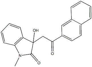 3-hydroxy-1-methyl-3-[2-(2-naphthyl)-2-oxoethyl]-1,3-dihydro-2H-indol-2-one Struktur