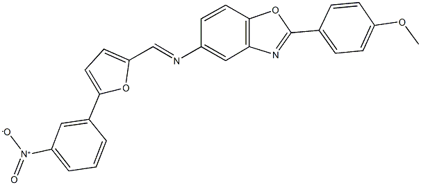 5-{[(5-{3-nitrophenyl}-2-furyl)methylene]amino}-2-(4-methoxyphenyl)-1,3-benzoxazole Struktur