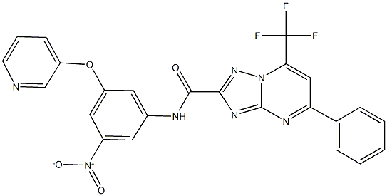 N-[3-nitro-5-(3-pyridinyloxy)phenyl]-5-phenyl-7-(trifluoromethyl)[1,2,4]triazolo[1,5-a]pyrimidine-2-carboxamide Struktur