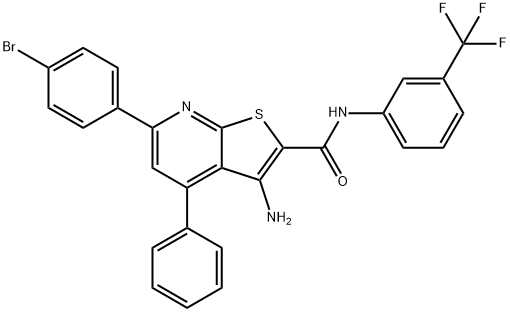 3-amino-6-(4-bromophenyl)-4-phenyl-N-[3-(trifluoromethyl)phenyl]thieno[2,3-b]pyridine-2-carboxamide Struktur