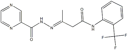 3-[(2-pyrazinylcarbonyl)hydrazono]-N-[2-(trifluoromethyl)phenyl]butanamide Struktur