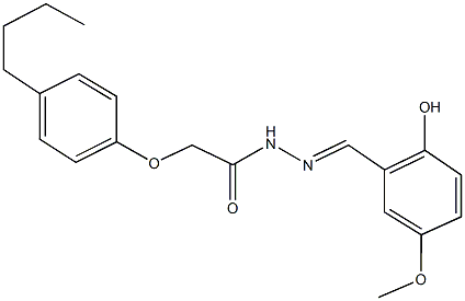 2-(4-butylphenoxy)-N'-(2-hydroxy-5-methoxybenzylidene)acetohydrazide Struktur