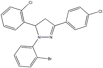 1-(2-bromophenyl)-5-(2-chlorophenyl)-3-(4-chlorophenyl)-4,5-dihydro-1H-pyrazole Struktur