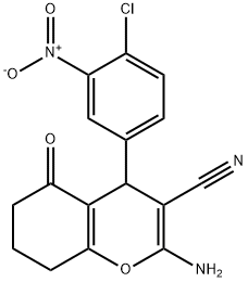 2-amino-4-{4-chloro-3-nitrophenyl}-5-oxo-5,6,7,8-tetrahydro-4H-chromene-3-carbonitrile Struktur