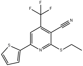 2-(ethylsulfanyl)-6-thien-2-yl-4-(trifluoromethyl)nicotinonitrile Struktur