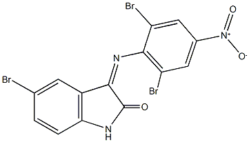 5-bromo-3-({2,6-dibromo-4-nitrophenyl}imino)-1,3-dihydro-2H-indol-2-one Struktur