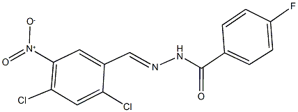 N'-{2,4-dichloro-5-nitrobenzylidene}-4-fluorobenzohydrazide Struktur