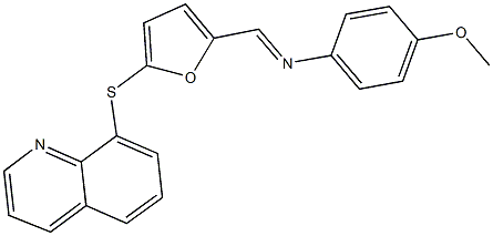 N-(4-methoxyphenyl)-N-{[5-(8-quinolinylsulfanyl)-2-furyl]methylene}amine Struktur