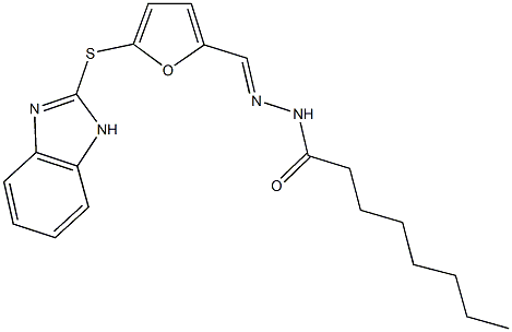 N'-{[5-(1H-benzimidazol-2-ylsulfanyl)-2-furyl]methylene}octanohydrazide Struktur