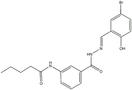 N-(3-{[2-(5-bromo-2-hydroxybenzylidene)hydrazino]carbonyl}phenyl)pentanamide Struktur