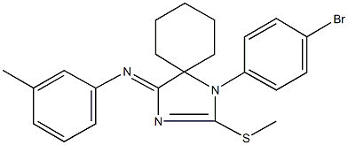 N-[1-(4-bromophenyl)-2-(methylsulfanyl)-1,3-diazaspiro[4.5]dec-2-en-4-ylidene]-N-(3-methylphenyl)amine Struktur