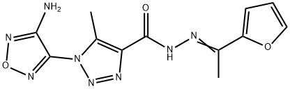 1-(4-amino-1,2,5-oxadiazol-3-yl)-N'-[1-(2-furyl)ethylidene]-5-methyl-1H-1,2,3-triazole-4-carbohydrazide Struktur