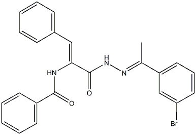 N-[1-({2-[1-(3-bromophenyl)ethylidene]hydrazino}carbonyl)-2-phenylvinyl]benzamide Struktur