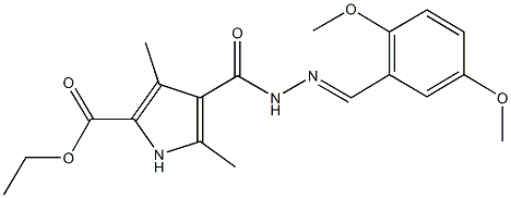 ethyl 4-{[2-(2,5-dimethoxybenzylidene)hydrazino]carbonyl}-3,5-dimethyl-1H-pyrrole-2-carboxylate Struktur