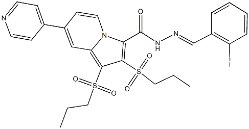 N'-(2-iodobenzylidene)-1,2-bis(propylsulfonyl)-7-(4-pyridinyl)-3-indolizinecarbohydrazide Struktur