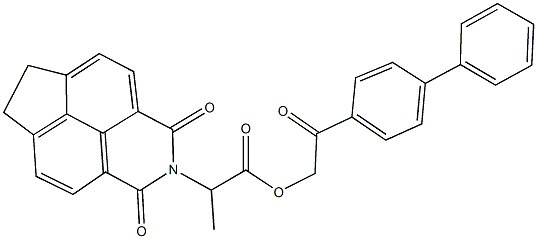 2-[1,1'-biphenyl]-4-yl-2-oxoethyl 2-(1,3-dioxo-1,3,6,7-tetrahydro-2H-indeno[6,7,1-def]isoquinolin-2-yl)propanoate Struktur