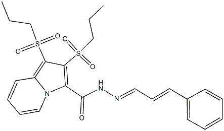 N'-(3-phenyl-2-propenylidene)-1,2-bis(propylsulfonyl)-3-indolizinecarbohydrazide Struktur