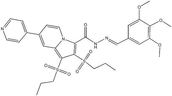 1,2-bis(propylsulfonyl)-7-(4-pyridinyl)-N'-(3,4,5-trimethoxybenzylidene)-3-indolizinecarbohydrazide Struktur