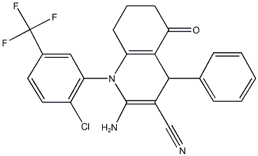 2-amino-1-[2-chloro-5-(trifluoromethyl)phenyl]-5-oxo-4-phenyl-1,4,5,6,7,8-hexahydro-3-quinolinecarbonitrile Struktur