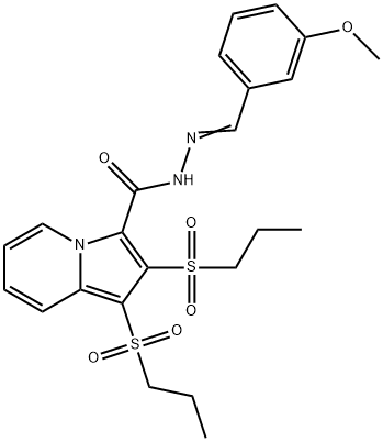 N'-(3-methoxybenzylidene)-1,2-bis(propylsulfonyl)-3-indolizinecarbohydrazide Struktur