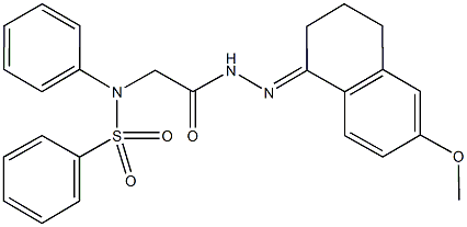 N-{2-[2-(6-methoxy-3,4-dihydro-1(2H)-naphthalenylidene)hydrazino]-2-oxoethyl}-N-phenylbenzenesulfonamide Struktur