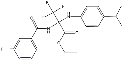 ethyl 3,3,3-trifluoro-2-[(3-fluorobenzoyl)amino]-2-(4-isopropylanilino)propanoate Struktur