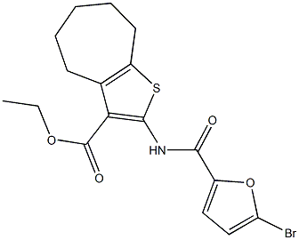 ethyl 2-[(5-bromo-2-furoyl)amino]-5,6,7,8-tetrahydro-4H-cyclohepta[b]thiophene-3-carboxylate Struktur