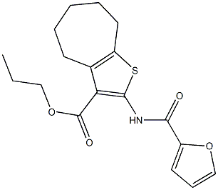 propyl 2-(2-furoylamino)-5,6,7,8-tetrahydro-4H-cyclohepta[b]thiophene-3-carboxylate Struktur