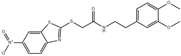 N-[2-(3,4-dimethoxyphenyl)ethyl]-2-({6-nitro-1,3-benzothiazol-2-yl}sulfanyl)acetamide Struktur