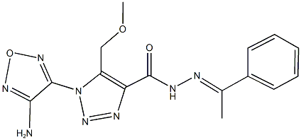 1-(4-amino-1,2,5-oxadiazol-3-yl)-5-(methoxymethyl)-N'-(1-phenylethylidene)-1H-1,2,3-triazole-4-carbohydrazide Struktur