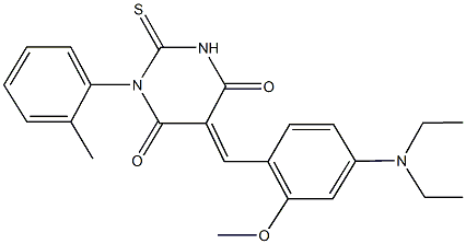 5-[4-(diethylamino)-2-methoxybenzylidene]-1-(2-methylphenyl)-2-thioxodihydro-4,6(1H,5H)-pyrimidinedione Struktur