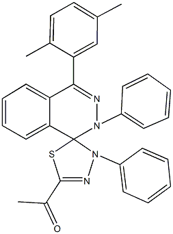 1-[4-(2,5-dimethylphenyl)-2,4'-diphenyl-1,2,4',5'-tetrahydrospiro(phthalazine-1,5'-[1,3,4]-thiadiazole)-2'-yl]ethanone Struktur