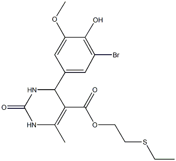 2-(ethylsulfanyl)ethyl 4-(3-bromo-4-hydroxy-5-methoxyphenyl)-6-methyl-2-oxo-1,2,3,4-tetrahydro-5-pyrimidinecarboxylate Struktur