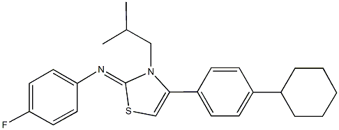 N-(4-(4-cyclohexylphenyl)-3-isobutyl-1,3-thiazol-2(3H)-ylidene)-N-(4-fluorophenyl)amine Struktur