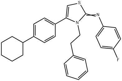 N-(4-(4-cyclohexylphenyl)-3-(2-phenylethyl)-1,3-thiazol-2(3H)-ylidene)-N-(4-fluorophenyl)amine Struktur