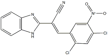 2-(1H-benzimidazol-2-yl)-3-{2,4-dichloro-5-nitrophenyl}acrylonitrile Struktur