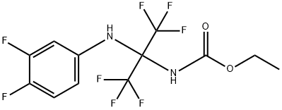 ethyl 1-(3,4-difluoroanilino)-2,2,2-trifluoro-1-(trifluoromethyl)ethylcarbamate Struktur