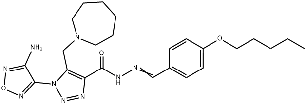 1-(4-amino-1,2,5-oxadiazol-3-yl)-5-(1-azepanylmethyl)-N'-[4-(pentyloxy)benzylidene]-1H-1,2,3-triazole-4-carbohydrazide Struktur