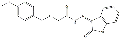 2-[(4-methoxybenzyl)sulfanyl]-N'-(2-oxo-1,2-dihydro-3H-indol-3-ylidene)acetohydrazide Struktur