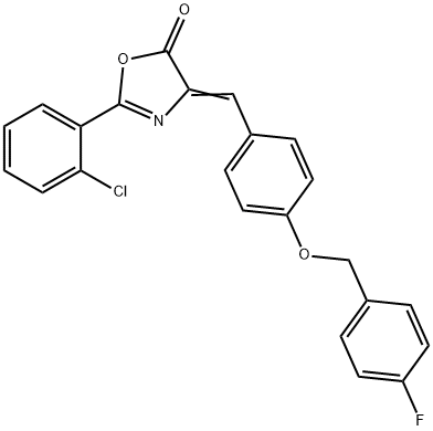 2-(2-chlorophenyl)-4-{4-[(4-fluorobenzyl)oxy]benzylidene}-1,3-oxazol-5(4H)-one Struktur